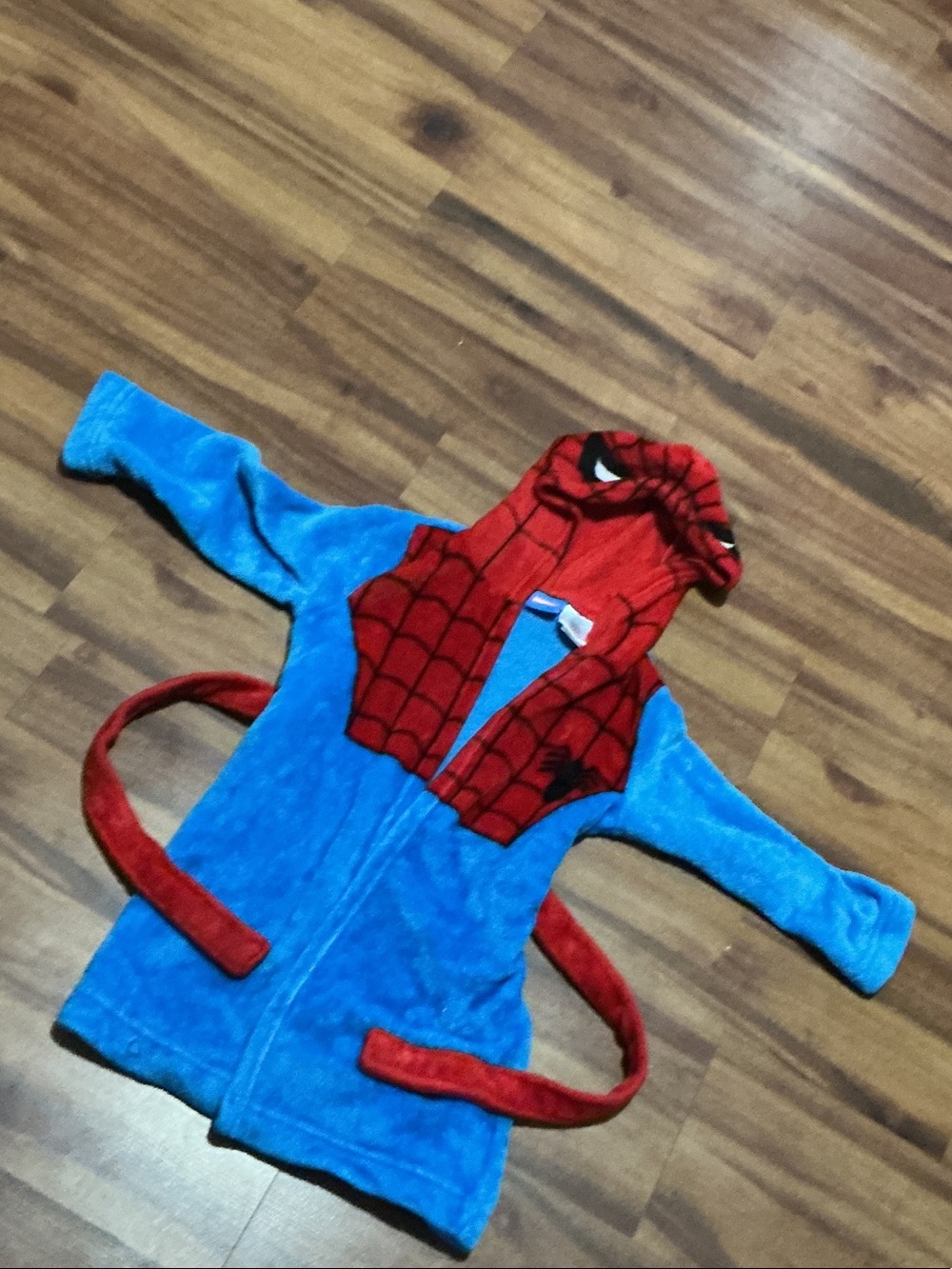 Blue and Red Spider-Themed Kids Costume Robe sz 4